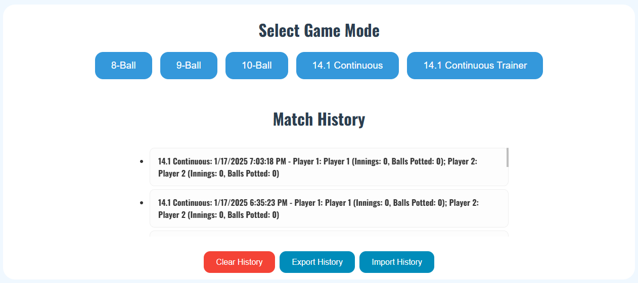 Game Selection Screen